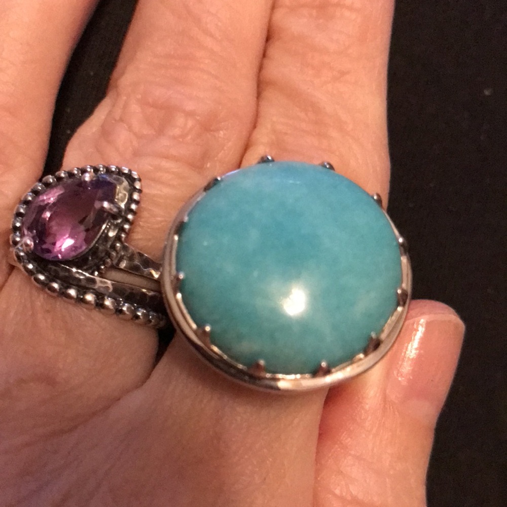 Huge Sterling An Amazonite Ring - image 6